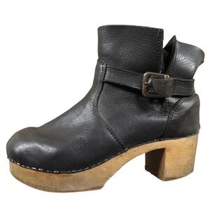 Sanita Nuevo Lexi Women's EU 39 Black Leather Clog Ankle Boots Buckle Comfort